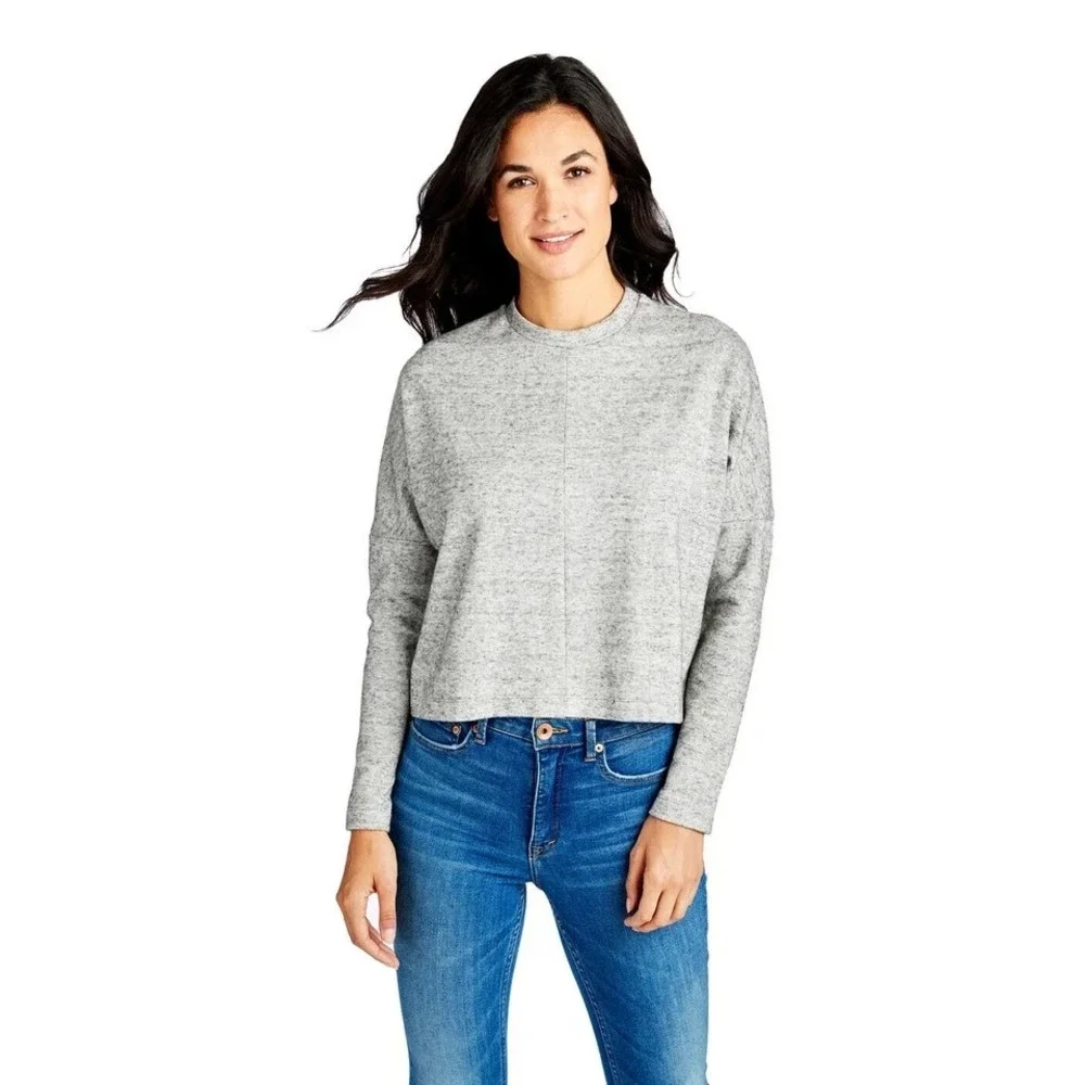 Vineyard Vines Sweater Size Large Womens Gray Long Sleeve Crop Pullover‎